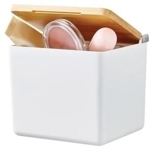 CAJA DE ALMACANAMIENTO TESA BABOO AUTOADHESIVA PEQUEÑA BLANCA CON TAPA BAMBU