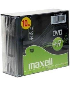 DVD +R MAXELL 4,7GB 16x SLIM CASE PACK 10 (Incluye Canon LPI de 2.10  ) (M164)
