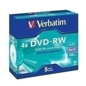 DVD -RW VERBATIM 4.7GB 4X P/5 JEWEL /43285