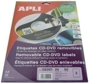 ETIQUETAS ADHE. IMPR. APLI 02001 25H A4 CD. REM 114X41 /2001