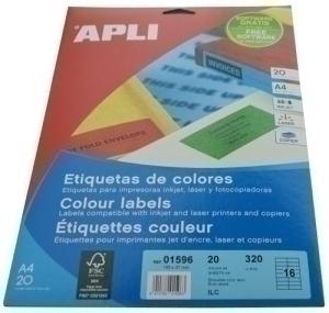 ETIQUETAS ADHE. IMPR. APLI 01596 20H A4 AZUL 105X37 /1596