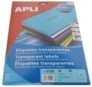 ETIQUETAS ADHE. IMPR. APLI 01225 20H A4 210X297 /1225