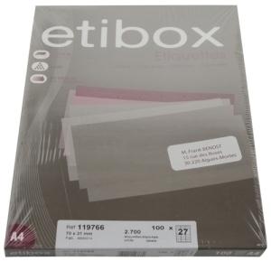 ETIQUETAS ADHE. IMPR. ETIBOX A4 BLANCA C/100 70x31 mm /ET119766