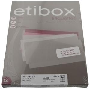 ETIQUETAS ADHE. IMPR. ETIBOX A4 BLANCA C/100H 48,5x25,4 mm /ET119771