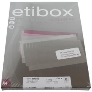 ETIQUETAS ADHE. IMPR. ETIBOX A4 BLANCA C/100H 105x 42,4 mm /ET119756