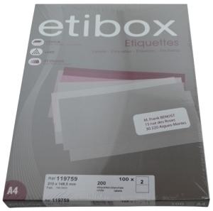 ETIQUETAS ADHE. IMPR. ETIBOX A4 210x148,5 BLANCA CAJA 100H /11515