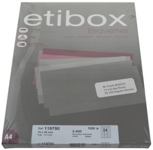 ETIQUETAS ADHE. IMPR. ETIBOX A4 BLANCA C/100H 70x35 mm /ET119750