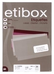 ETIQUETAS ADHE. IMPR. ETIBOX A4 BLANCA C/100H 105x 35 mm /ET119753