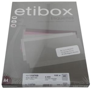 ETIQUETAS ADHE. IMPR. ETIBOX A4 BLANCA C/100H 52,5x29,7 mm /ET119769