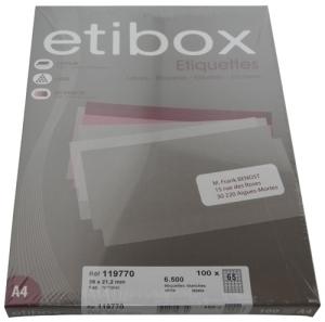 ETIQUETAS ADHE. IMPR. ETIBOX A4 BLANCA C/100H 38x21,2 mm /114934