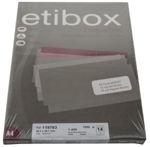 ETIQUETAS ADHE. IMPR. ETIBOX A4 BLANCA C/100H 99,1x38,1 mm /ET119763