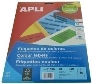 ETIQUETAS ADHE. IMPR. APLI 01595 20H A4 AMAR.105X37 /1595