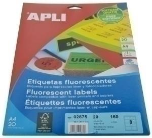 ETIQUETAS ADHE. IMPR. APLI 02875 20H A4 FL. NJ.99X67,7 /2875