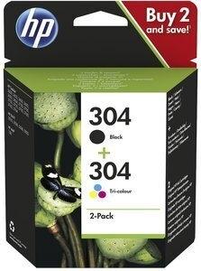 CARTUCHO INKJET HP 3JB05AE Nº304 DESKJET 3720/ 3721/ 3722/ 3723/ 3724/ 3725/ 3750/ 3755, ENVY 5030 PACK DE 2 (NEGRO + TRICOLOR)
