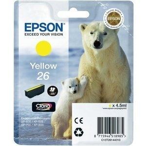 CARTUCHO INKJET EPSON T261440 Nº26 XP-760/XP-860, XP-510/XP-520/XP-615/XP-625/XP-710/XP-720/XP-810/XP-820 AMARILLO (300 PAGINAS)