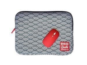 FUNDA PORTATIL SMILE SLEEVE NEOPRENO 13 KIMONO SEIGAIHA CON RATON INALAMBRICO