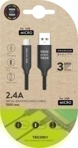 CABLE TECHONE USB-MICRO-USB NEGRO 1M /TEC2001