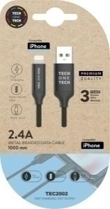 CABLE TECHONE USB-LIGHTNING NEGRO 1M /TEC2002