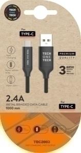 CABLE TECHONE USB-C-USB-A NEGRO 1M /TEC2003