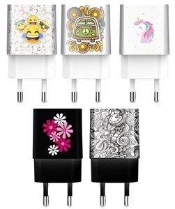 CARGADOR TECH-ONE-TECH DOBLE DE PARED 2xUSB DISEÑO ALTO RENDIMIENTO 2,4A SURTIDO PACK de 5