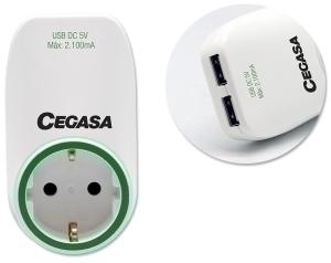 ENCHUFE ADAPTADOR CEGASA SCHUKO + 2 USB /328202