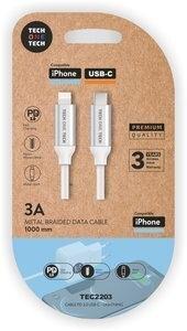 CABLE TECH-ONE-TECH USB-C-LIGHTNING ALTO RENDIMIENTO 3A BLANCO 1 m.