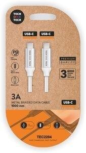 CABLE TECH-ONE-TECH USB-C-USB-C ALTO RENDIMIENTO 3A BLANCO 1 m.