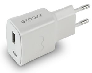 CARGADOR GROOVY PARED USB+USB-C 3,1A /GR-SCH-1+1X3.1A-C01