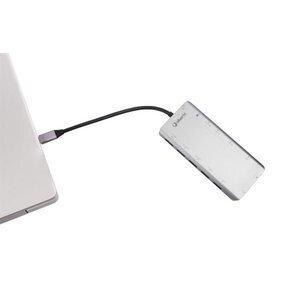 ADAPTADOR SILVER HT USB-C A 13 EN 1 (SD, MICROSD, AUDIO, 3x USB 3.0, USB-C CARGA, RJ-45 GIGABIT, VGA, HDMI 4K)