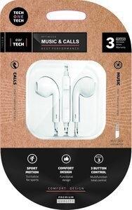AURICULARES TECH-ONE-TECH EARTECH DE BOTON CON CONECTOR MINI JACK MICROFONO INTEGRADO BLANCO