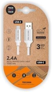 CABLE TECH-ONE-TECH USB-USB-C ALTO RENDIMIENTO 2,4A BLANCO 1 m.