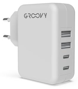 CARGADOR GROOVY PARED 2XUSB+2XUSB-C 4,8A /GR-SCH-2+2X4.8A-C01