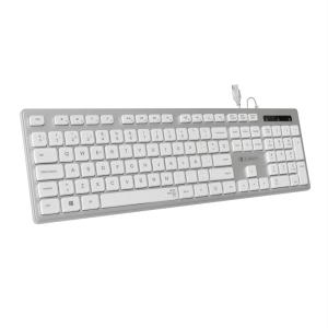 TECLADO SUBBLIM ERGO PLANO CON CABLE USB PLATEADO/BLANCO /SUBKBC