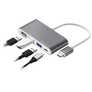 HUB SILVER HT LOGAN USB-C A 4 EN 1 (2x USB 2.0, USB 3.0, USB-C)