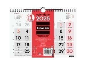 CALENDARIO 2025 FINOCAM PARED MENSUAL NUMEROS GRANDES S 210x150