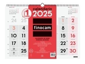 CALENDARIO 2025 FINOCAM PARED MENSUAL NUMEROS GRANDES L 430x310