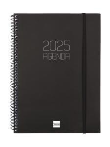 AGENDA ANUAL (2025) FINOCAM ESPIRAL OPAQUE ESPIRAL tapa PP con GOMA E10 155x212 S/V APAIS. NEGRO