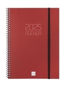 AGENDA ANUAL (2025) FINOCAM ESPIRAL OPAQUE ESPIRAL tapa PP con GOMA E10 155x212 S/V APAIS. BURDEOS