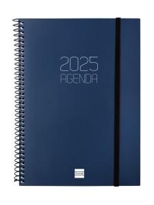 AGENDA ANUAL (2025) FINOCAM ESPIRAL OPAQUE ESPIRAL tapa PP con GOMA E10 155x212 S/V AZUL