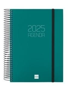 AGENDA ANUAL (2025) FINOCAM ESPIRAL OPAQUE ESPIRAL tapa PP con GOMA E10 155x212 D/P VERDE