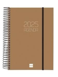 AGENDA ANUAL (2025) FINOCAM ESPIRAL OPAQUE ESPIRAL tapa PP con GOMA E10 155x212 D/P MARRON