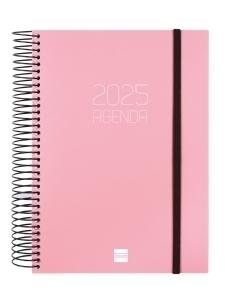 AGENDA ANUAL (2025) FINOCAM ESPIRAL OPAQUE ESPIRAL tapa PP con GOMA E10 155x212 D/P ROSA