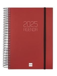 AGENDA 2025 FINOCAM OPAQUE ESPIRAL tapa PP GOMA E10 155x212 D/P BURDEOS