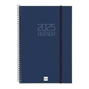 AGENDA 2025 FINOCAM OPAQUE ESPIRAL tapa PP GOMA E11 165x242 D/P AZUL