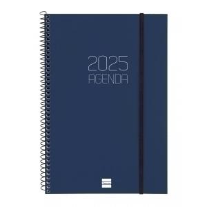 AGENDA ANUAL (2025) FINOCAM ESPIRAL OPAQUE ESPIRAL tapa PP con GOMA E11 165x242 D/P AZUL