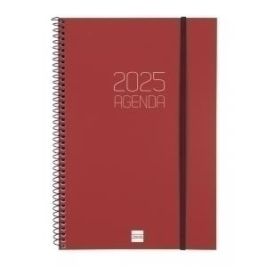 AGENDA ANUAL (2025) FINOCAM ESPIRAL OPAQUE ESPIRAL tapa PP con GOMA E11 165x242 D/P BURDEOS