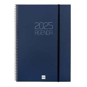 AGENDA ANUAL (2025) FINOCAM ESPIRAL OPAQUE ESPIRAL tapa PP con GOMA E40 210x297 D/P AZUL