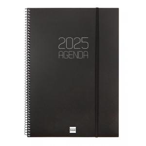 AGENDA ANUAL (2025) FINOCAM ESPIRAL OPAQUE ESPIRAL tapa PP con GOMA E40 210x297 D/P NEGRO