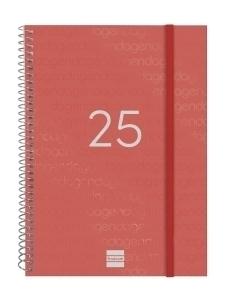 AGENDA ANUAL (2025) FINOCAM ESPIRAL YEAR ESPIRAL tapa PP con GOMA E10 155x212 S/V APAIS. ROJO
