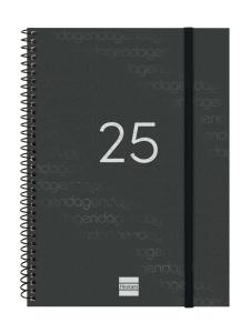 AGENDA ANUAL (2025) FINOCAM ESPIRAL YEAR ESPIRAL tapa PP con GOMA E10 155x212 S/V APAIS. NEGRO